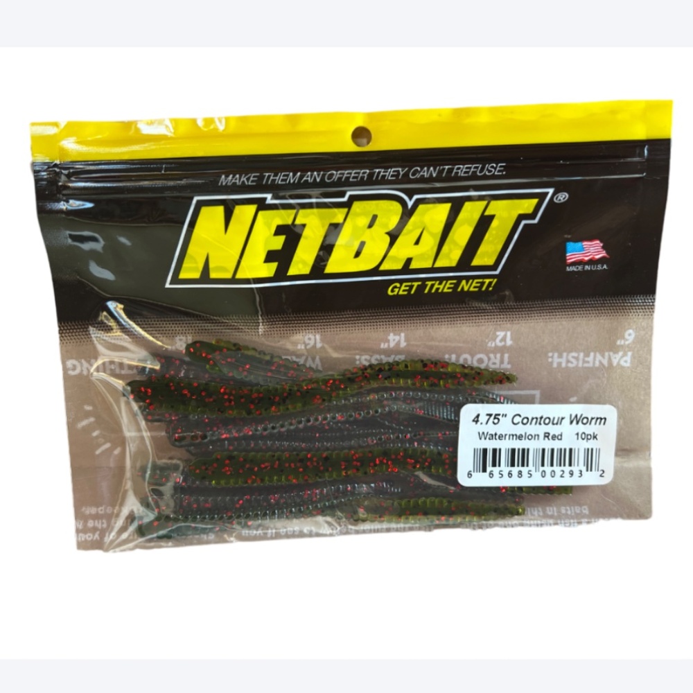 Net Bait 4.75" Contour Worm Watermelon Red